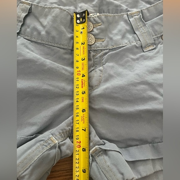 [W29]True Religion Gray/Blue Linen Cotton Sammy Shorts Wide Fold Hem - Picture 5 of 8